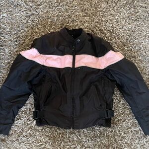 Revolution Gear Women's Black and Pink motorcycle Jacket size large